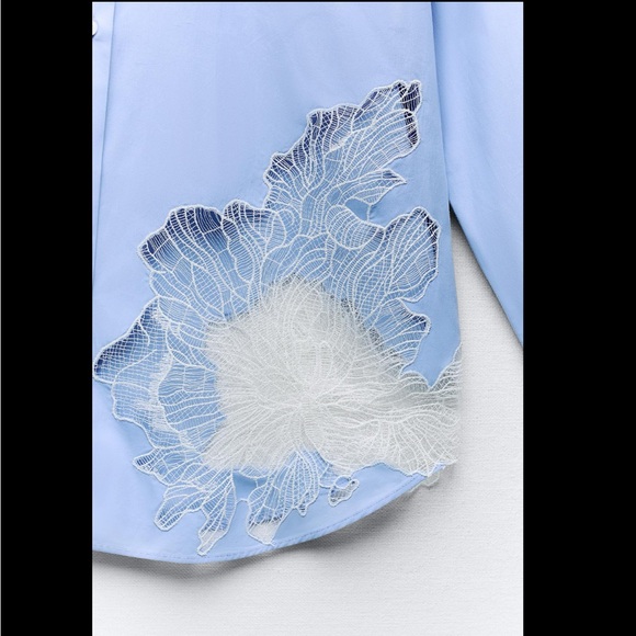 EMBROIDERED FLOWER POPLIN SHIRT - Picture 11 of 11